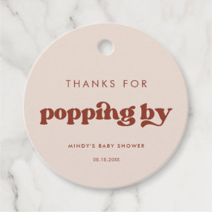 Étiquettes Cadeau Stylish retro Peach Pink Merci pour avoir popup by