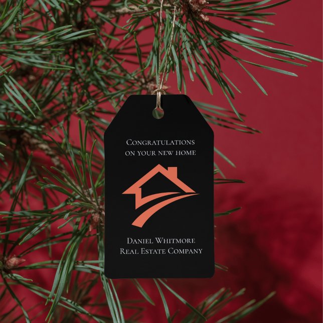 Étiquettes-cadeau Stylish Unique Black Real Estate Agent (Stylish Unique Black Real Estate Agent Gift Tags)