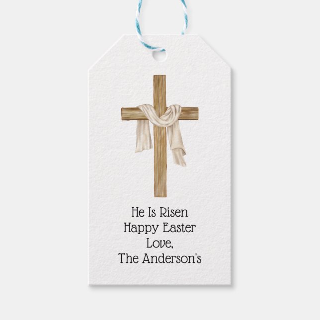 Étiquettes-cadeau Suaire de Turin Croix de Pâques Religieux chrétien (Devant)