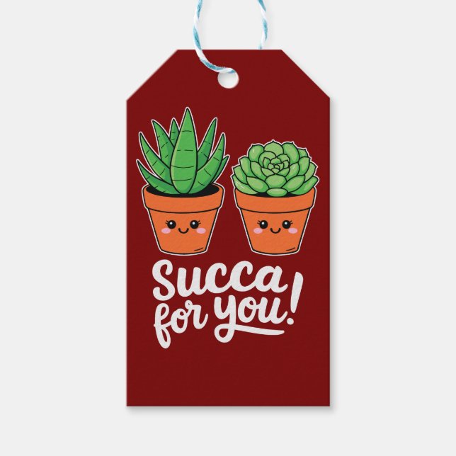 Étiquettes-cadeau Succa For You – Cute Succulent Pun (Devant)