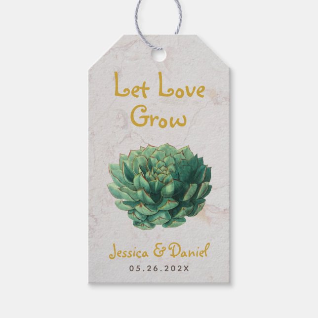 Étiquettes-cadeau Succulent Laisser L'Amour Cultiver Mariage Botaniq (Devant)