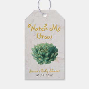 Étiquettes-cadeau Succulent Watch Me Croissance Baby shower botaniqu