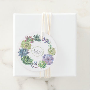 Étiquettes Cadeau Succulents et Mariage étincelant ID515 de la couro