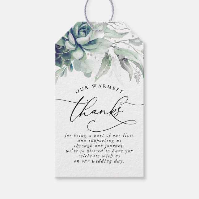 Étiquettes-cadeau Succulents Merci Mariage verdoyant (Devant)