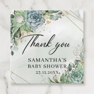 Étiquettes Cadeau Succulents verdure or baby shower de faveur tags