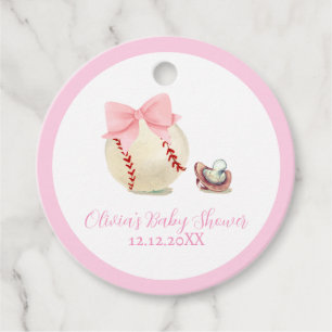 Étiquettes Cadeau Sucette Arc-en-ciel Rose Baseball Sport Fille Baby
