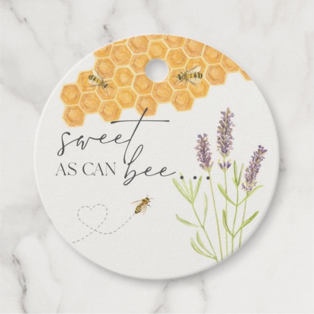 Étiquettes Cadeau Sucré comme l'abeille, baby shower d'abeilles miel (Devant)