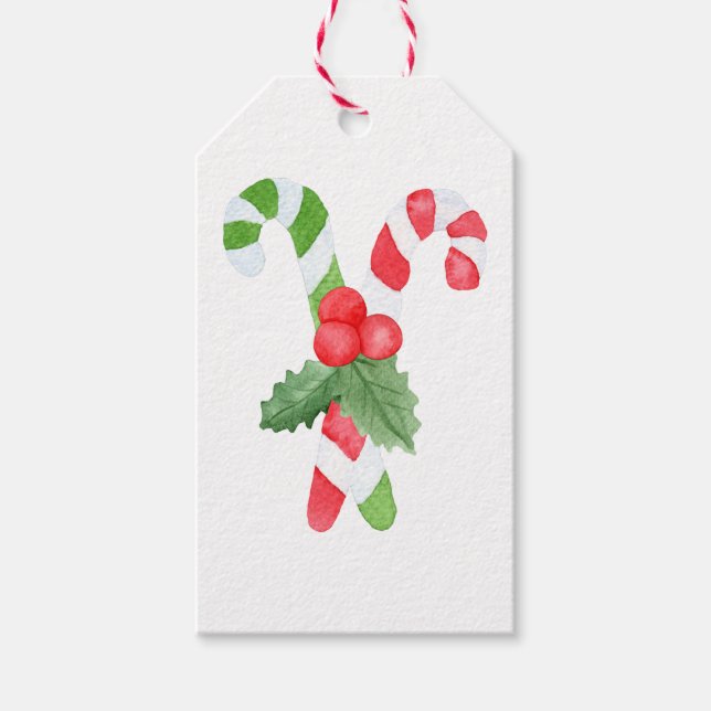 Étiquettes-cadeau Sucre de canne aquarelle Noël (Devant)