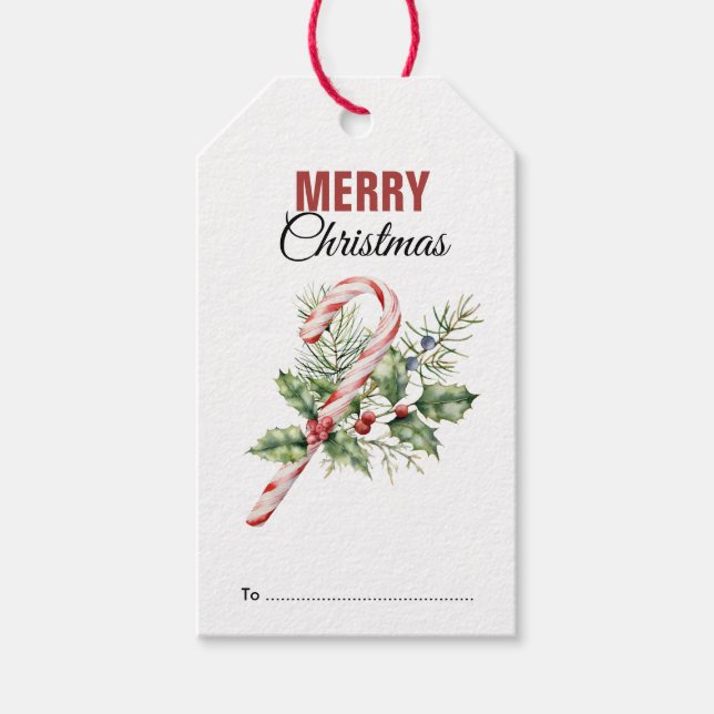 Étiquettes-cadeau Sucre de canne Festsive Joyeux Noël (Devant)