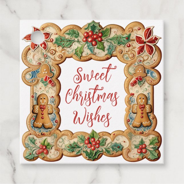 Étiquettes Cadeau Sucré Noël Voeux pain d'épices (Devant)