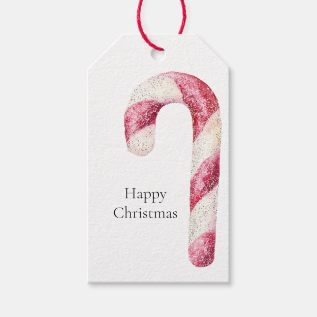 Étiquettes-cadeau Sucres de canne de menthe blanche rouge (Devant)