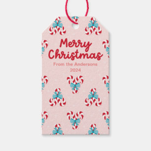 Étiquettes-cadeau Sucres de canne doux et vaches Noël