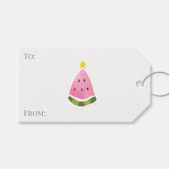 Étiquettes-cadeau Summer Watermelon Christmas Tree Present (Devant (Horizontal))