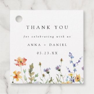 Étiquettes Cadeau Summer Wildflower Field Wedding Favor Tags