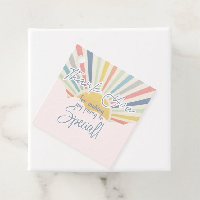 Étiquettes Cadeau Sun Theme, Rainbow party, Sunshine Favoriser le sa (En situation)