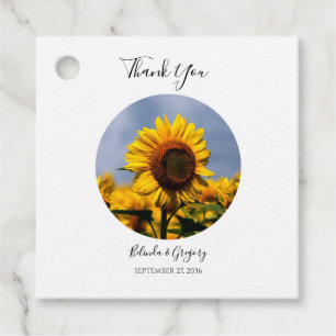 Étiquettes Cadeau Sunflower Blue Sky Rustic Mariage Cadeau