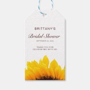 Étiquettes-cadeau Sunflower jaune Nom Script Fête des mariées modern