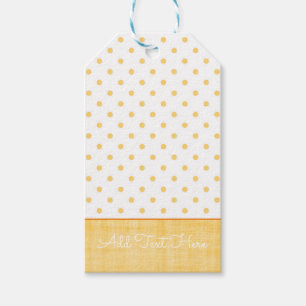 Étiquettes-cadeau Sunny Whitewash Lin Jaune À petits pois Texte pers