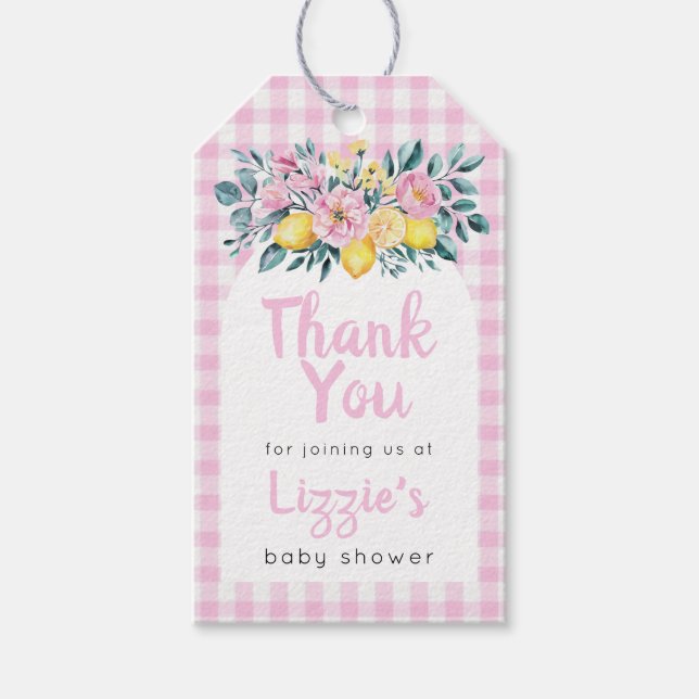 Étiquettes-cadeau Sunshine Fun et Lemonade Baby shower Merci (Devant)