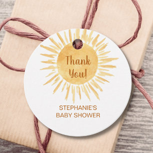 Étiquettes Cadeau Sunshine Genre Neutre Baby shower Merci