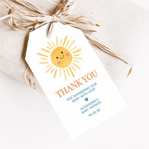 Étiquettes-cadeau Sunshine Here vient le Baby shower Fils Favor Tags
