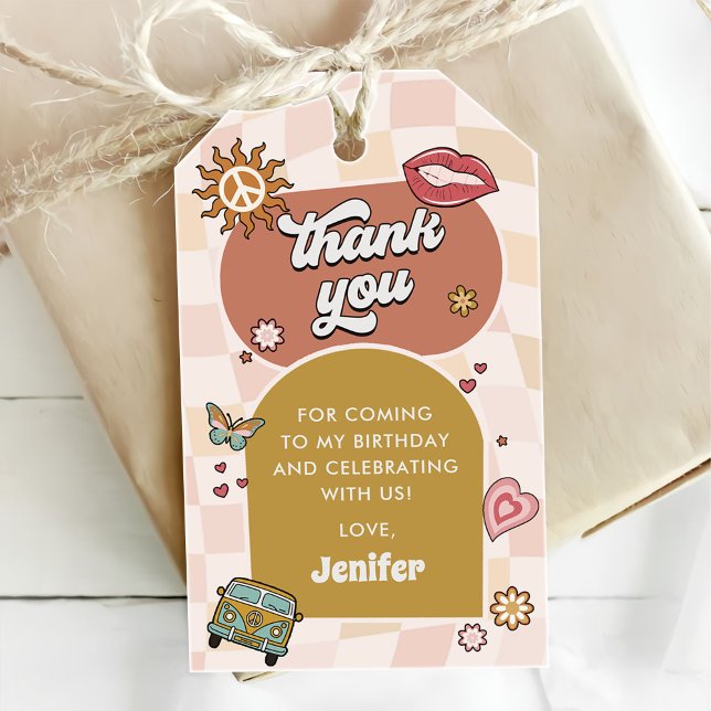 Étiquettes-cadeau Super Daisy Retro 1er anniversaire (Créateur téléchargé)