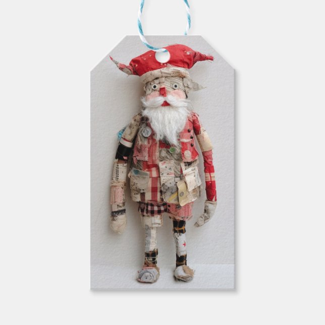 Étiquettes-cadeau Super Père Noël Doll Fiber Art Coudre Crafty (Devant)