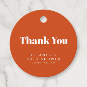 Étiquettes Cadeau Super Retro 60s Fleurs Baby shower orange Personna