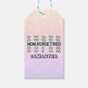 Étiquettes-cadeau Super Super Super Maman, Infirmière, Fatigué