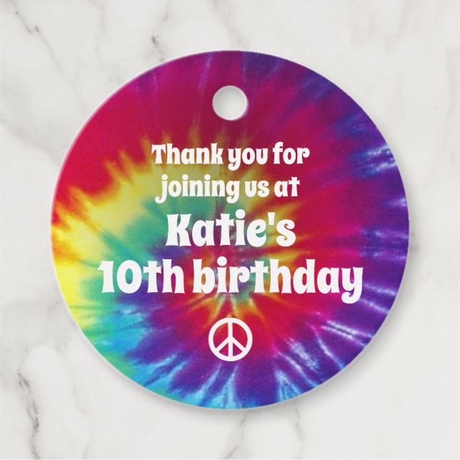 Étiquettes Cadeau Super Tie Dye Hippie Party (Devant)