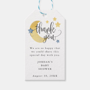 Étiquettes-cadeau Sur la lune Bleu Baby shower personnalisé Favor