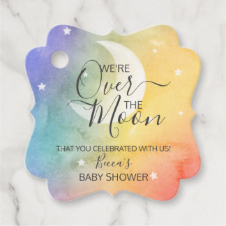 Étiquettes Cadeau Sur le Baby shower de Merci arc-en-ciel de la Lune