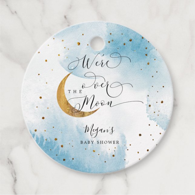 Étiquettes Cadeau Sur le Baby shower Moon Blue Sky (Devant)