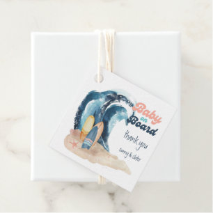 Étiquettes Cadeau Surf   Baby On Board Beach Baby shower