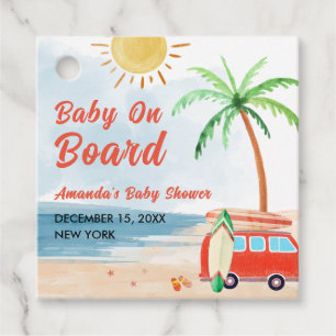 Étiquettes Cadeau Surf Beach Bébé À Bord Baby shower