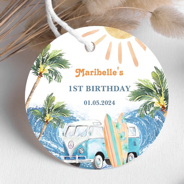 Étiquettes Cadeau Surf d'été Fête d'anniversaire (Créateur téléchargé)
