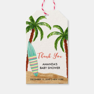 Étiquettes-cadeau Surf tropical d'été bébé à bord Baby shower