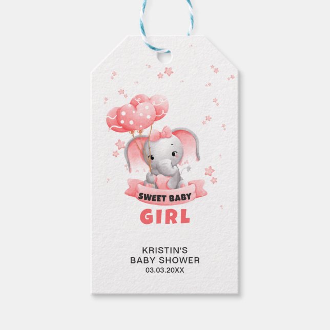 Étiquettes-cadeau Sweet Baby Elephant Baby shower (Devant)
