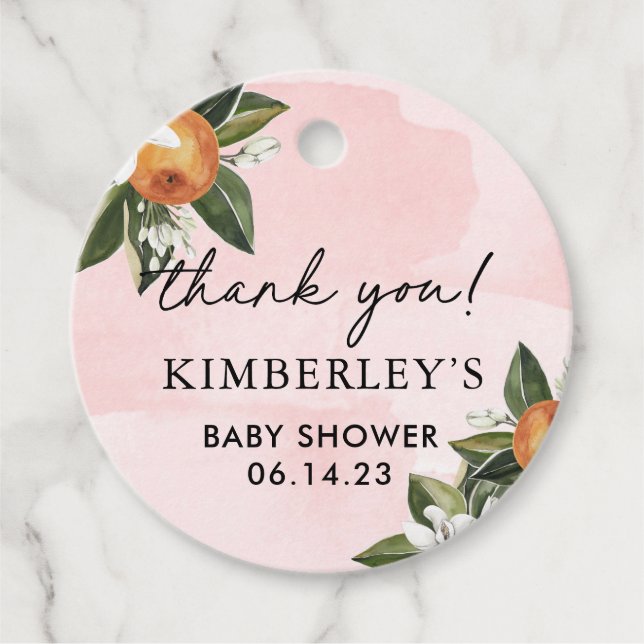 Étiquettes Cadeau Sweet Baby Girl Clementine Girl Baby shower Party (Devant)