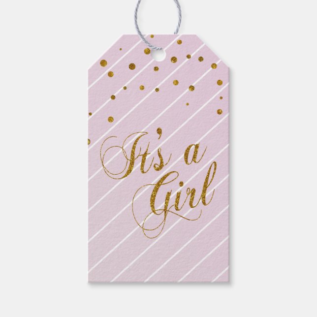 Étiquettes-cadeau Sweet Baby Girl rose et Gold Confetti (Devant)