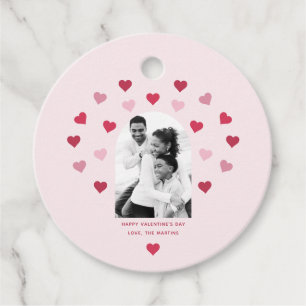 Étiquettes Cadeau Sweet Blush rose et Red Heart Photo Valentine