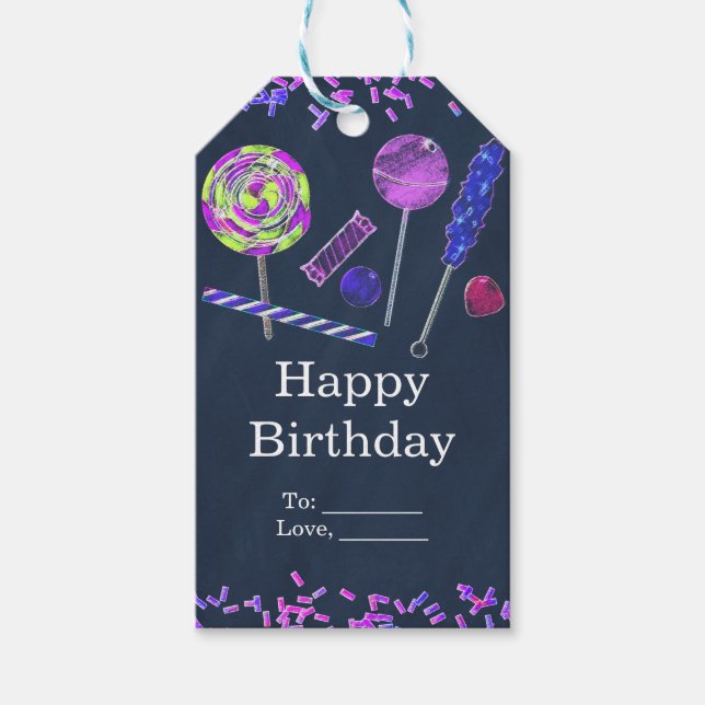Étiquettes-cadeau Sweet Candy Land Sweet Chalk Doodles Party (Devant)