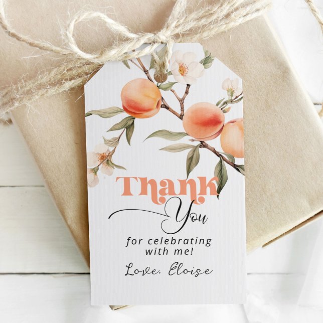 Étiquettes-cadeau Sweet comme un anniversaire de pêche merci (Créateur téléchargé)