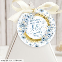 Sweet Dusty Blue Gold Baby shower Favoriser les ét