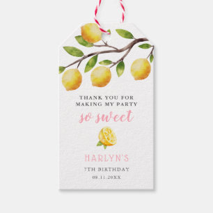 Étiquettes-cadeau Sweet Lemon Rose Girls Anniversaire