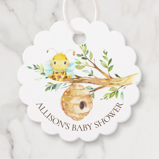 Étiquettes Cadeau Sweet Little Honey Bee Baby shower Favoriser (Devant)