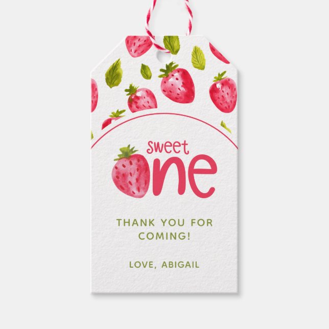 Étiquettes-cadeau Sweet One Strawberry Premier anniversaire (Devant)