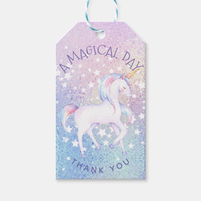 Étiquettes-cadeau Sweet Rainbow Unicorn Glittery Favonalized Favoris (Devant)