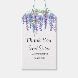 Étiquettes-cadeau Sweet sixteen à fleurs violettes