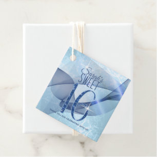 Étiquettes Cadeau Sweet sixteen bleu à percussion ID652